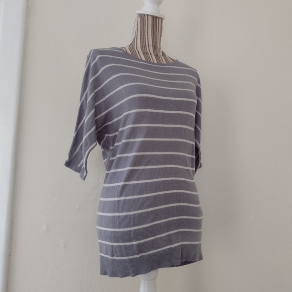 Express Gray Striped Cashmere Blend Dolman Sleeve Sweater Size S - Picture 2 of 9